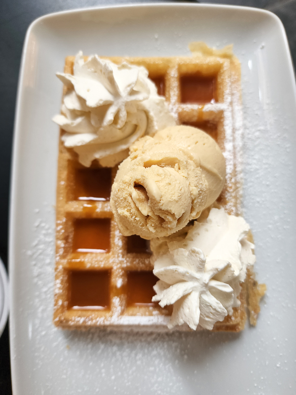 eating waffles in Belgium
